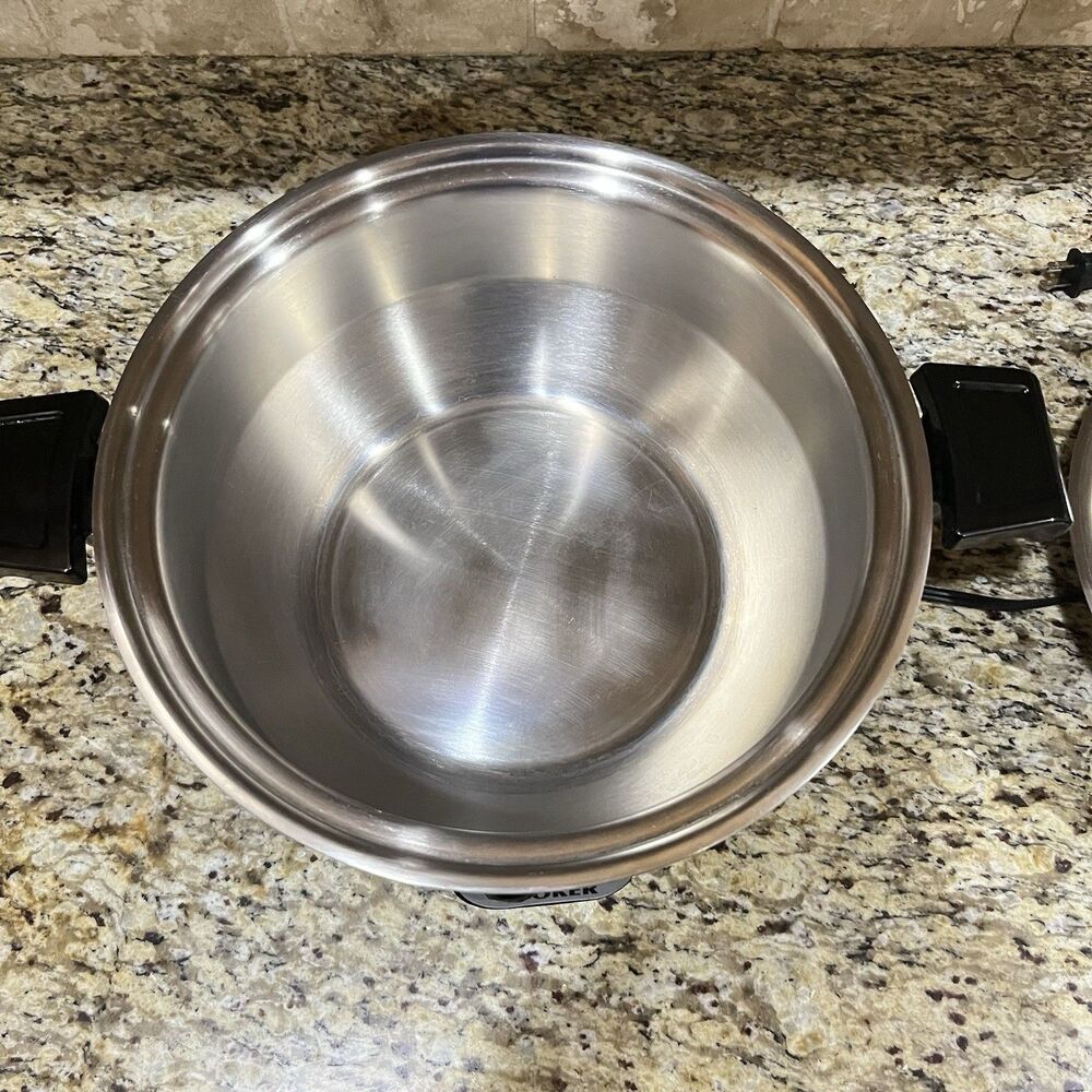 Kitchen Craft Americraft 6 Qt Saucepan Stainless Elec. Slow Cooker Base Lid - Picture 13 of 16